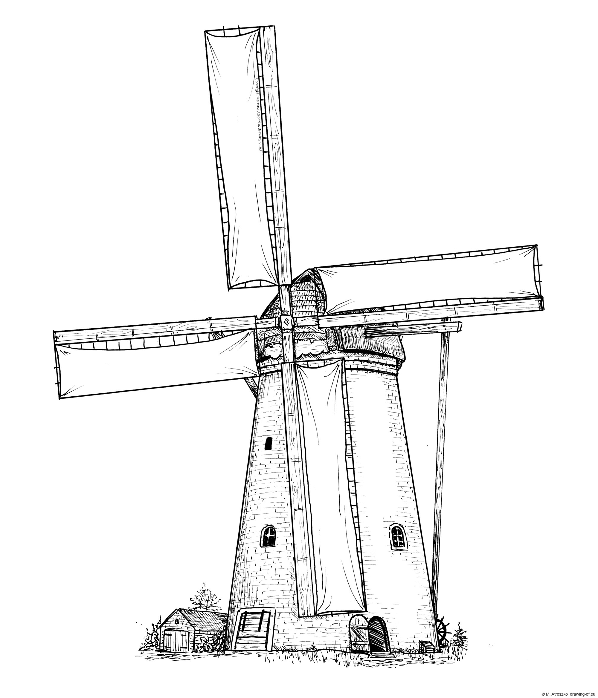 Drawing of windmill