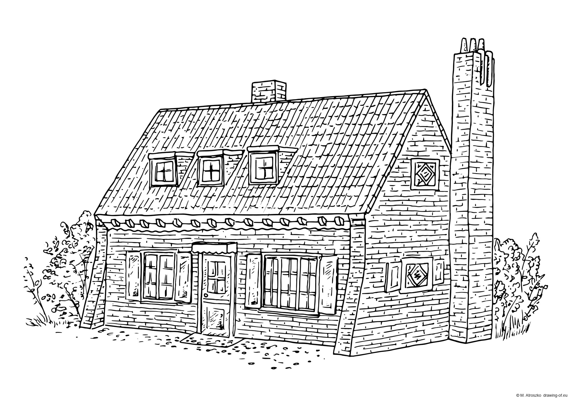 Drawing of Dutch house