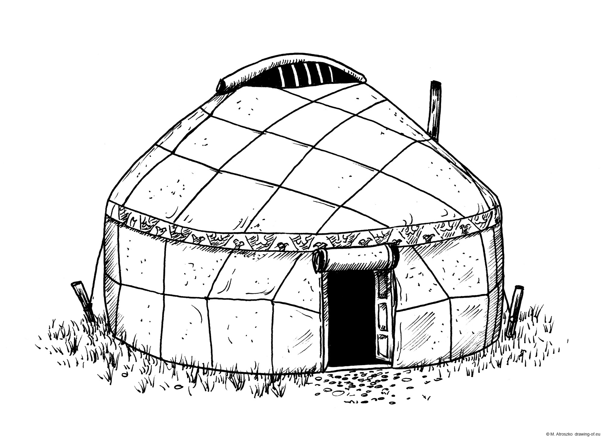 Drawing of Kyrgyz yurt