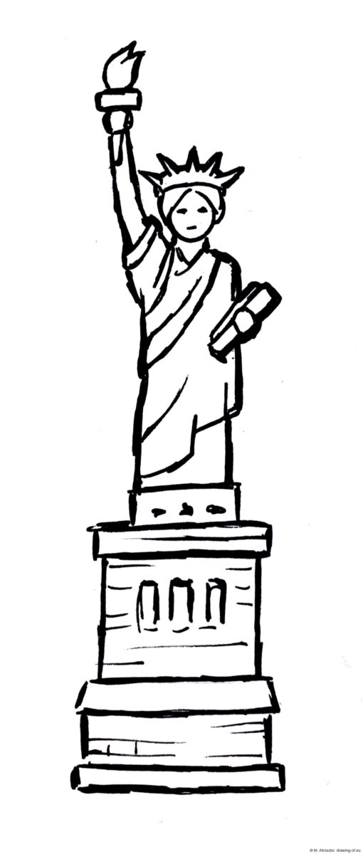 Drawing of Statue of Liberty Line art illustrations