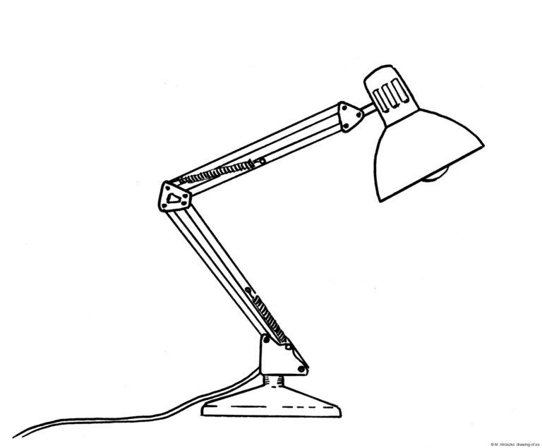 Desk lamp draw Line art illustrations