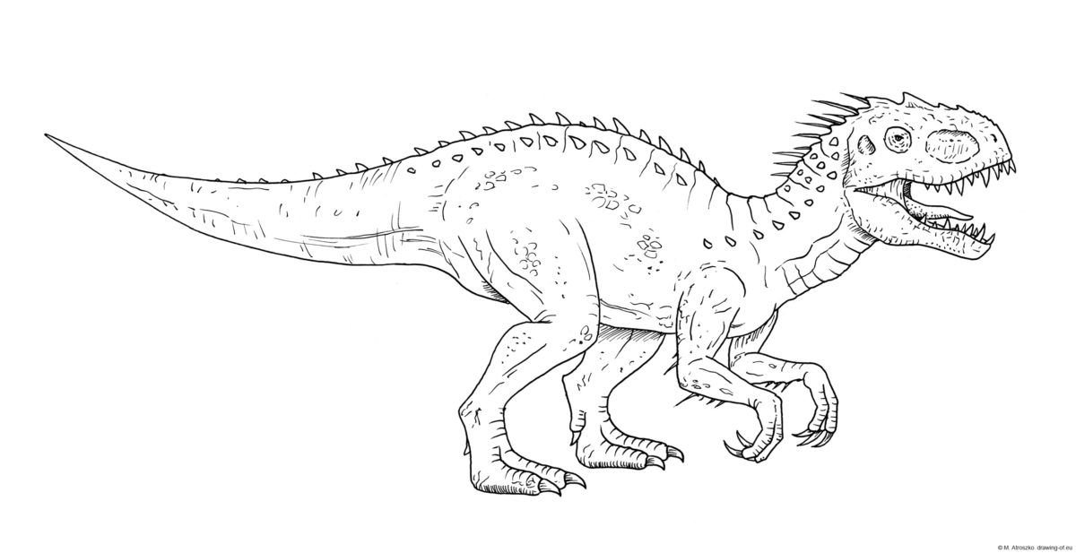 Indominus Rex Draw – Line Art Illustrations