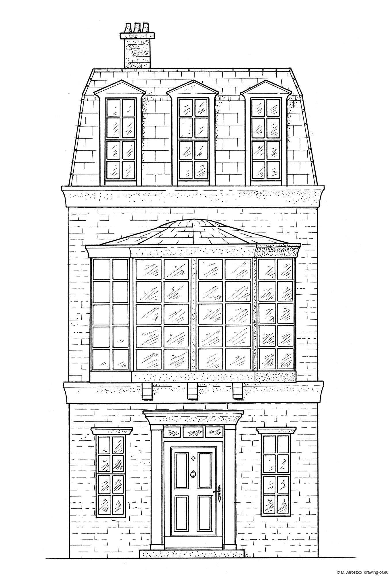 Drawing of victorian style building