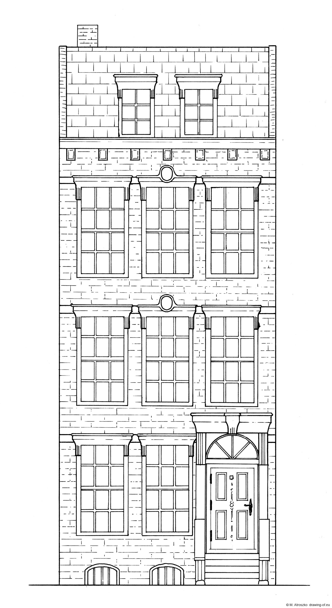 Drawing of row building
