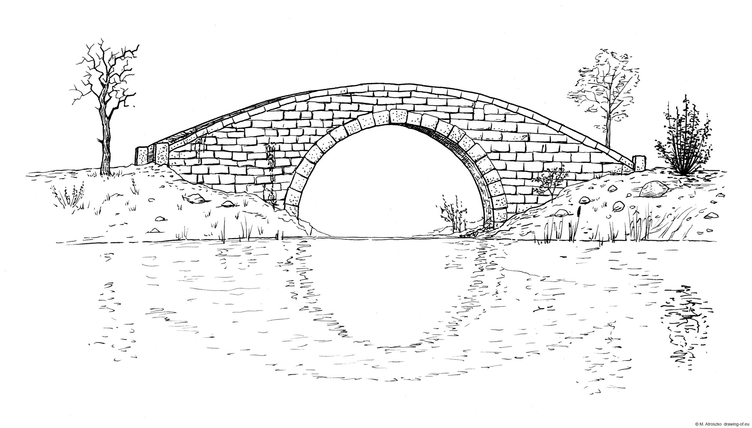 Drawing of stone bridge