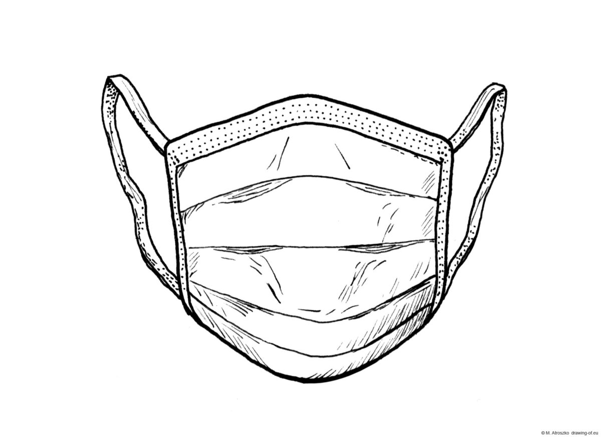 Drawing of surgery mask Line art illustrations