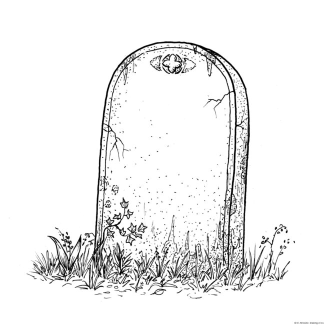 Drawing of old gravestone Line art illustrations