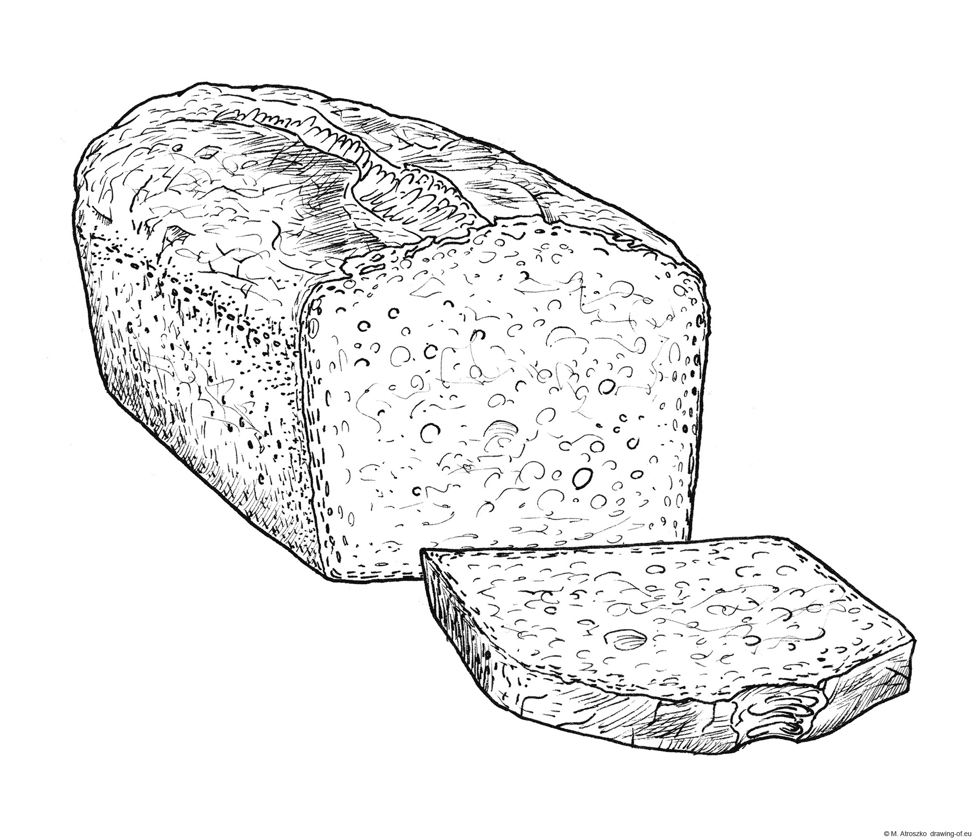 bread with slice -drawing