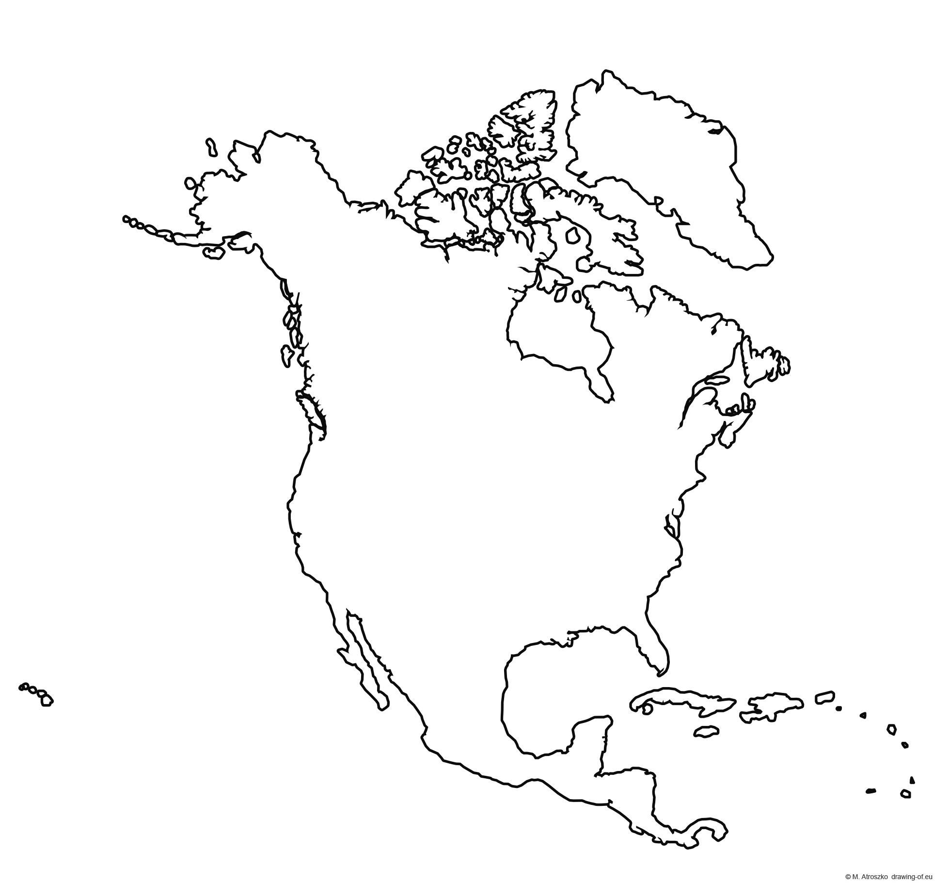 Contour map of North America
