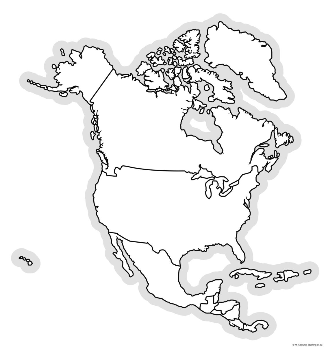 Political map North America Line art illustrations