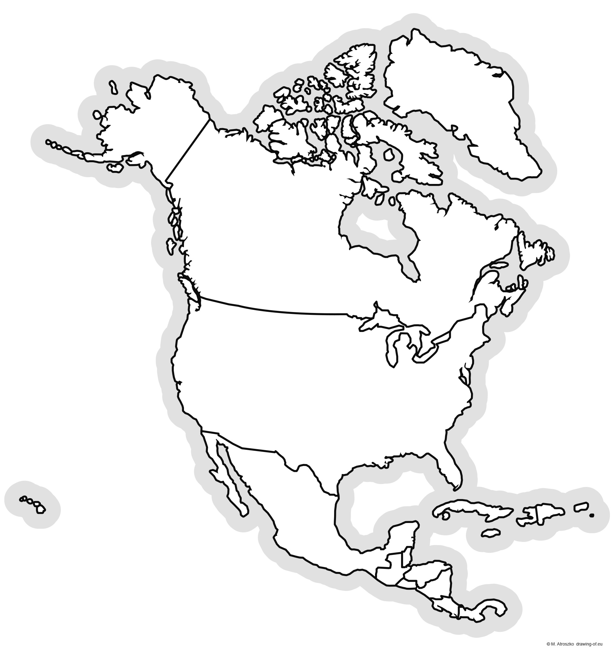 Political map North America for printing