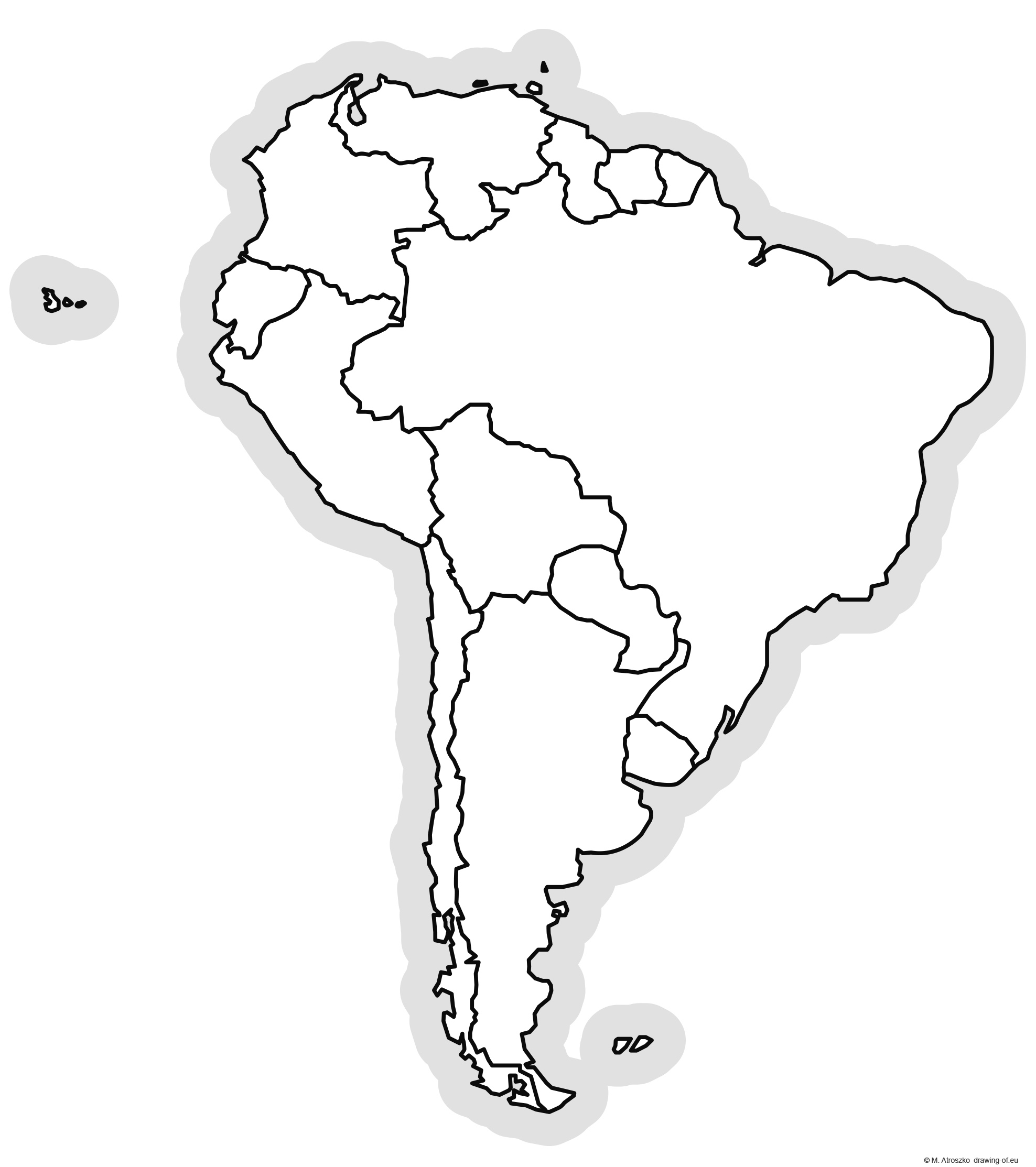 Political map of South America for printing