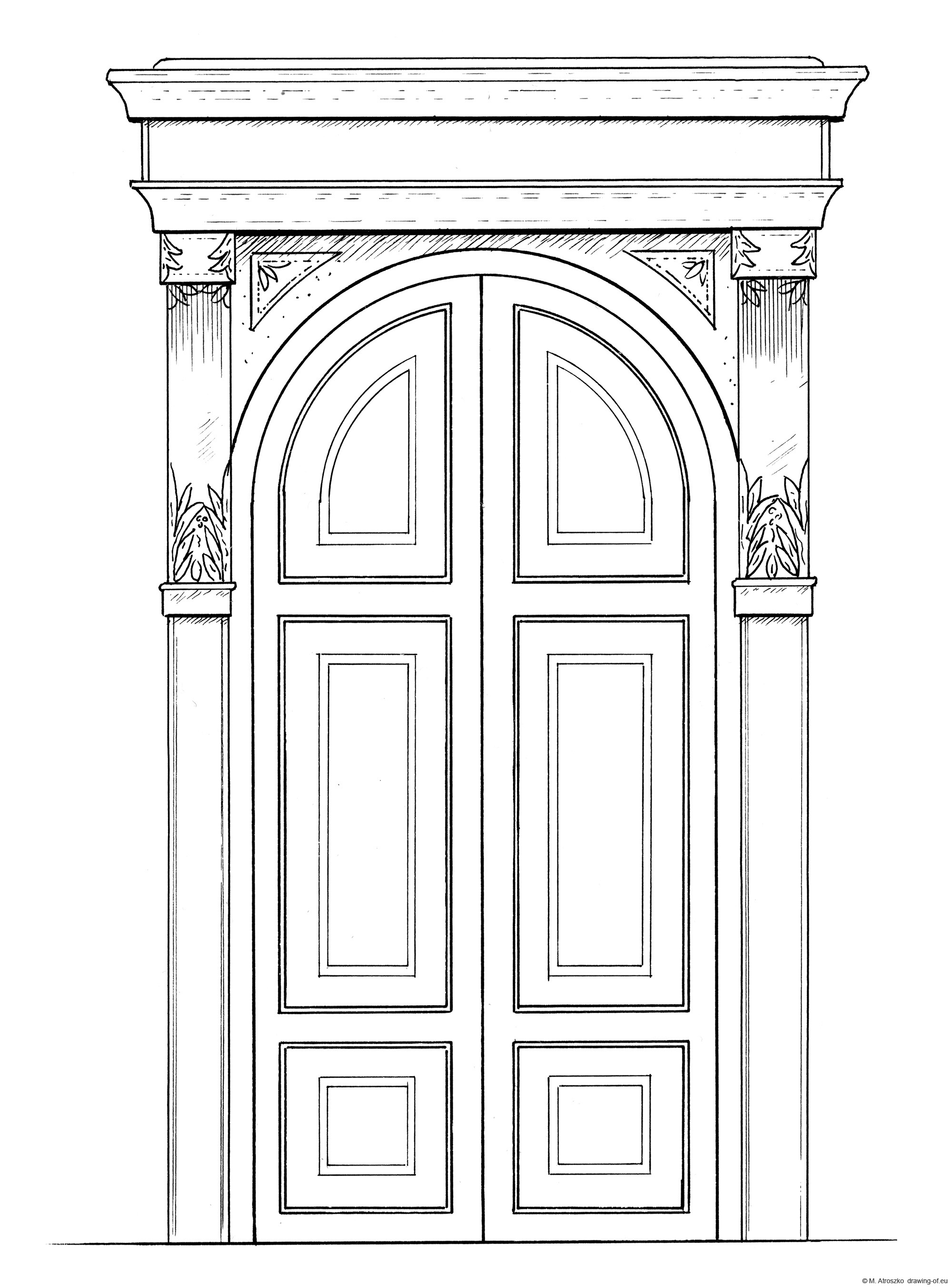 Drawing of old town door