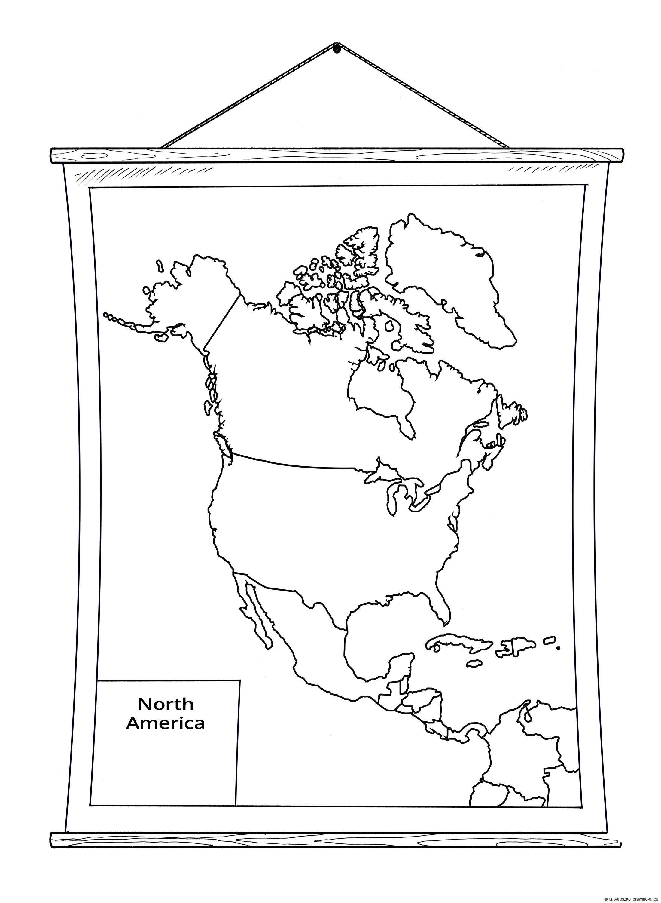 School wall map of North America