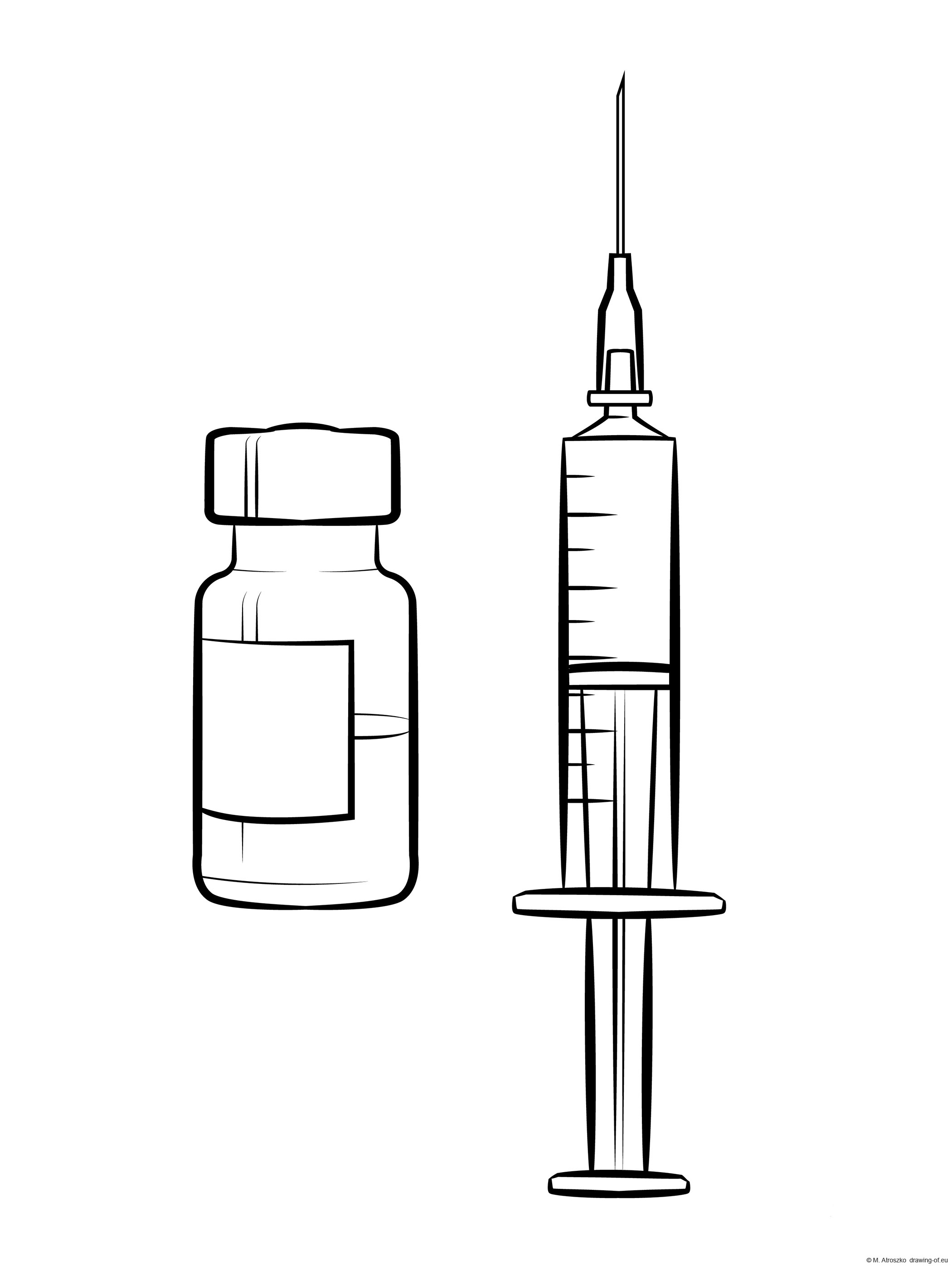 Syringe with vaccine drawing