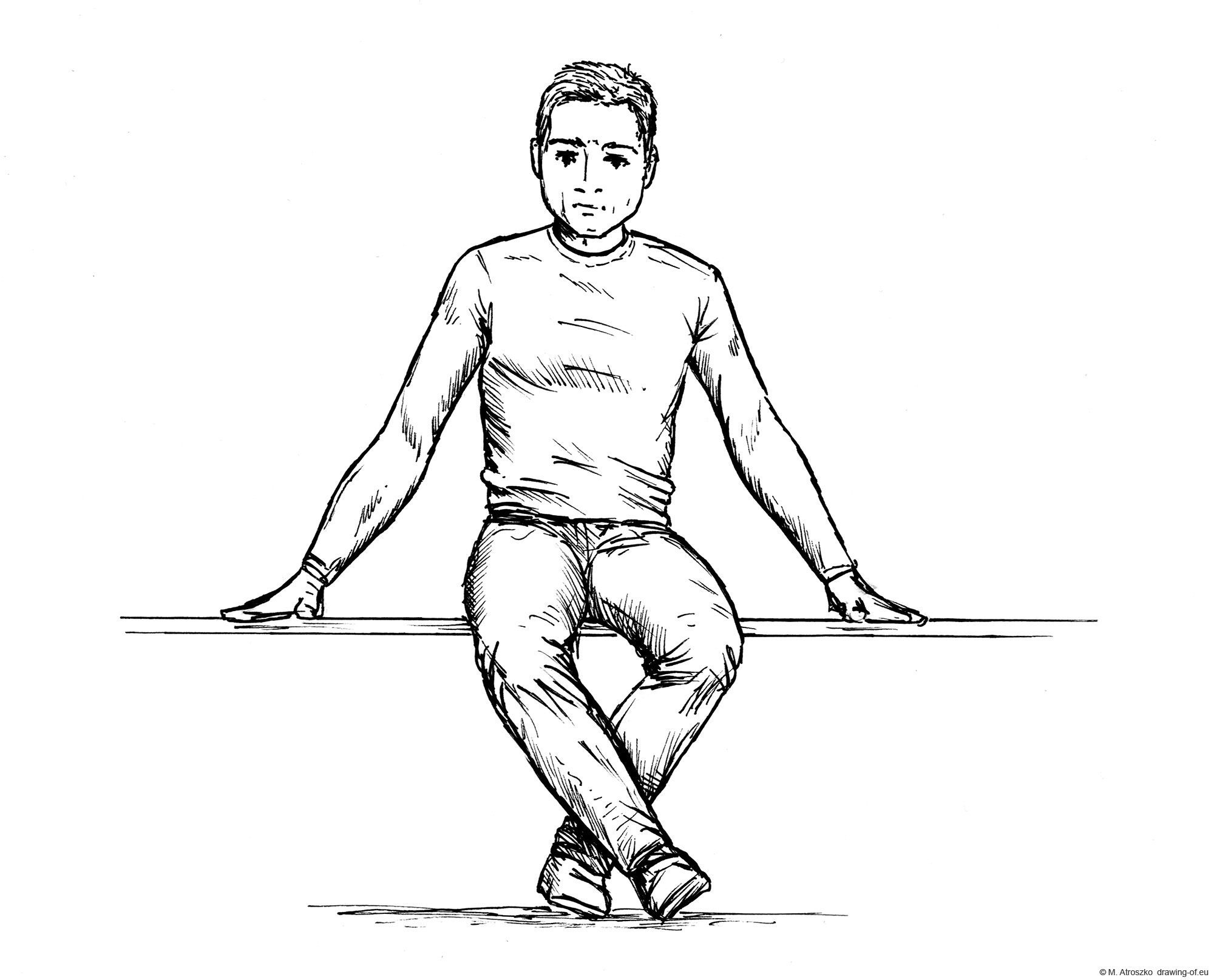 Man sitting on bench draw