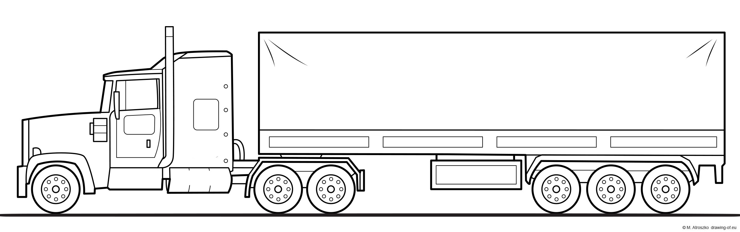 American truck with trailer - coloring page