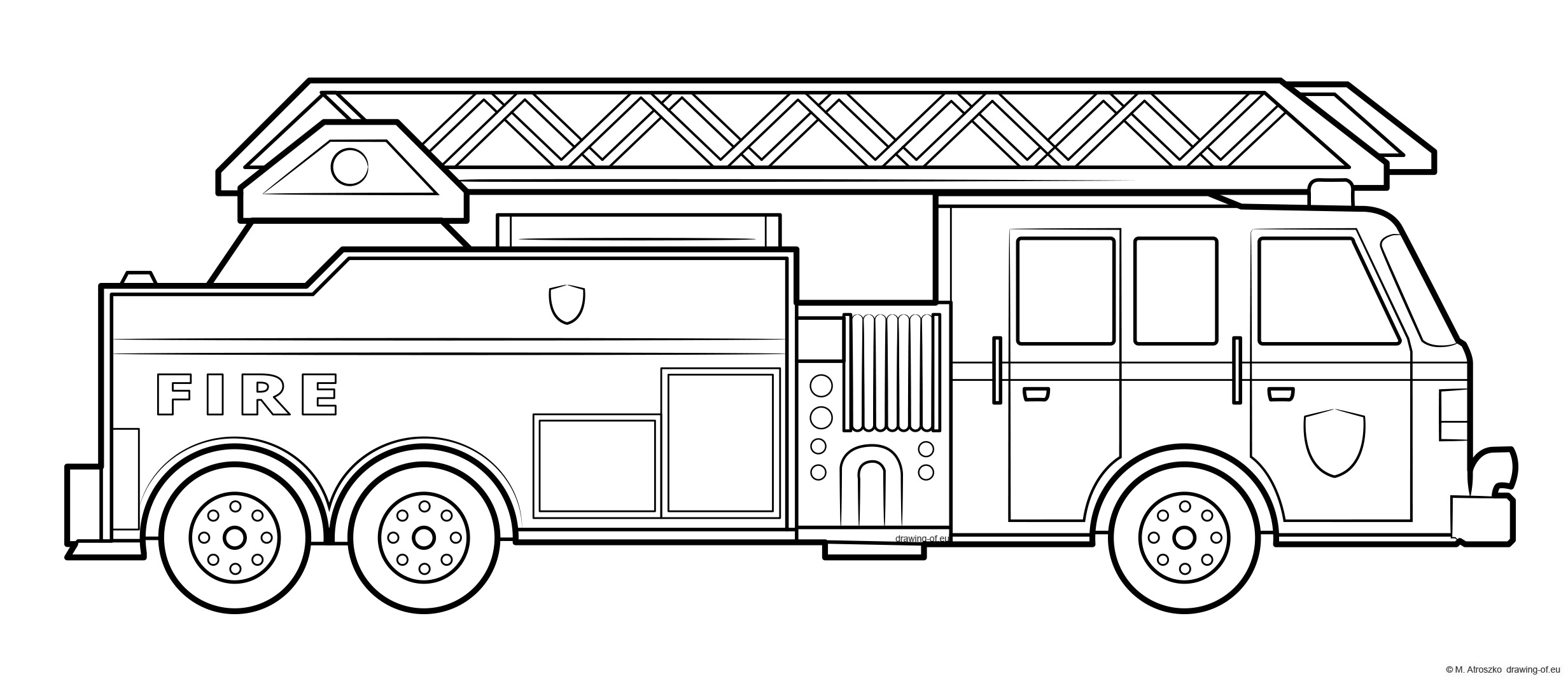 American fire truck coloring page - draw