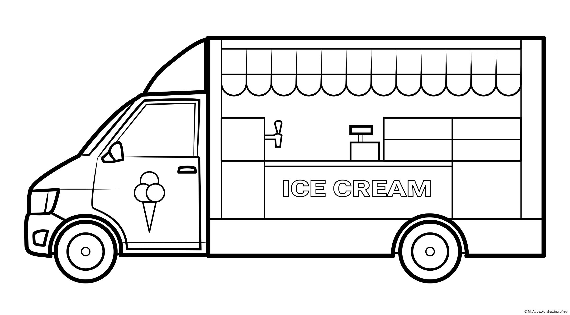 Ice Cream Truck Coloring Page Drawing Of Eu