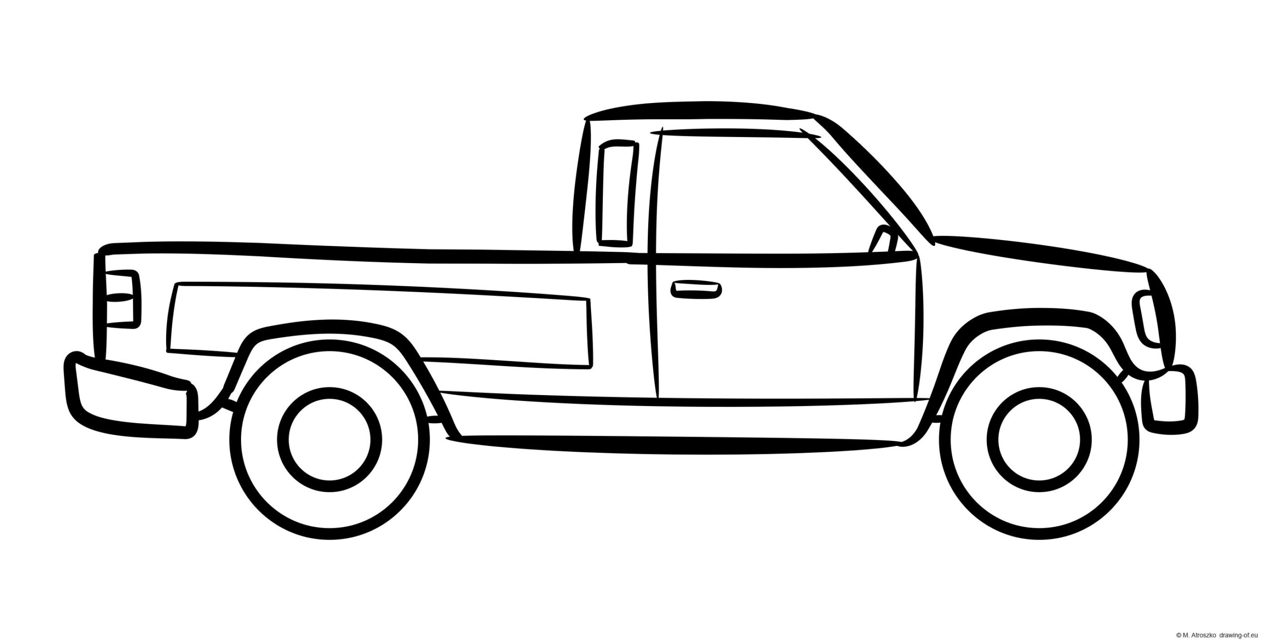 Drawing of a pickup truck