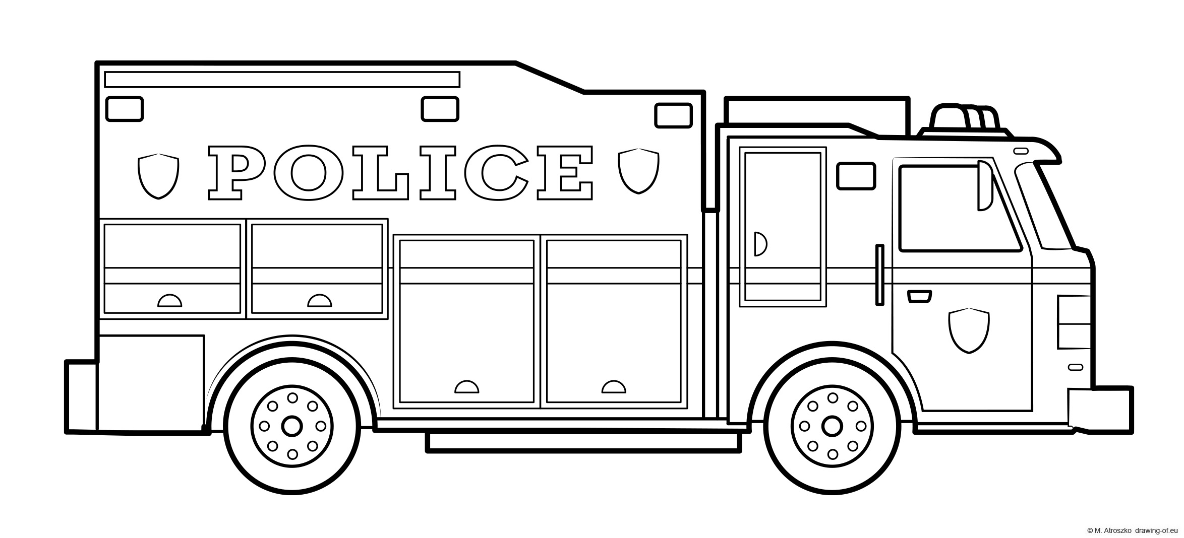 Police truck drawing - coloring page of emergency unit