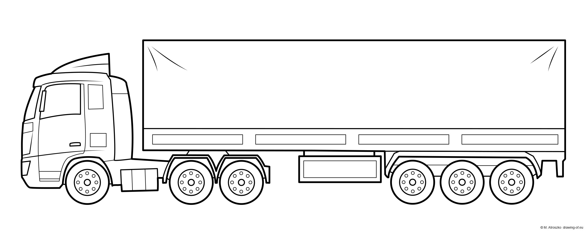 Truck and trailer coloring page