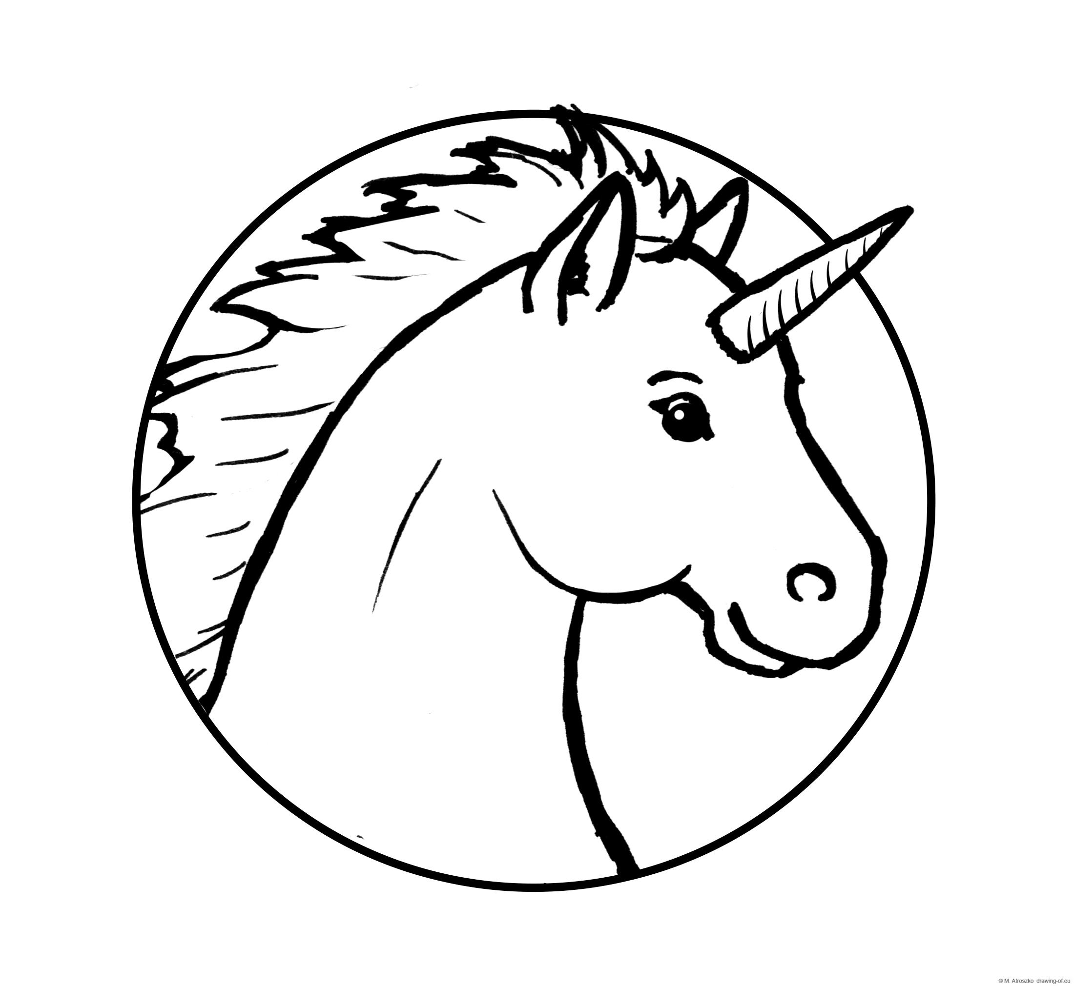 Drawing of male unicorn - portrait