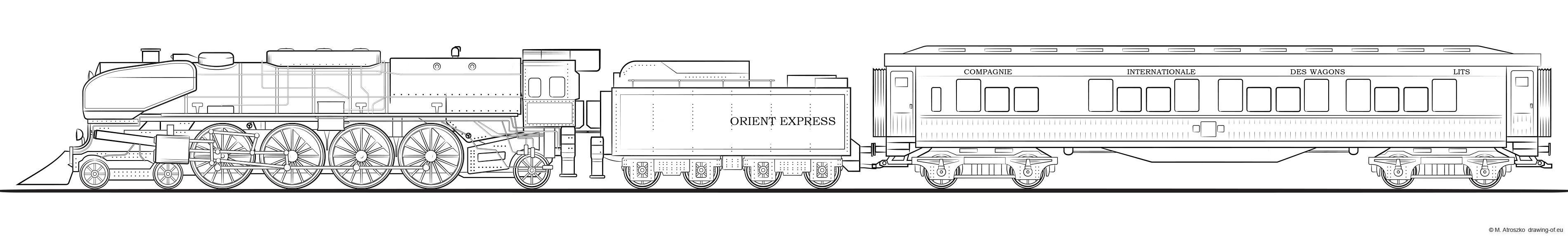 Orient express train drawing